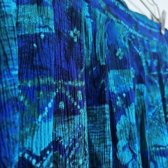 Michael Taylor Vintage Women Plus Size 2X Blue Abstract Boho Midi Skirt Peasant - Picture 2 of 12